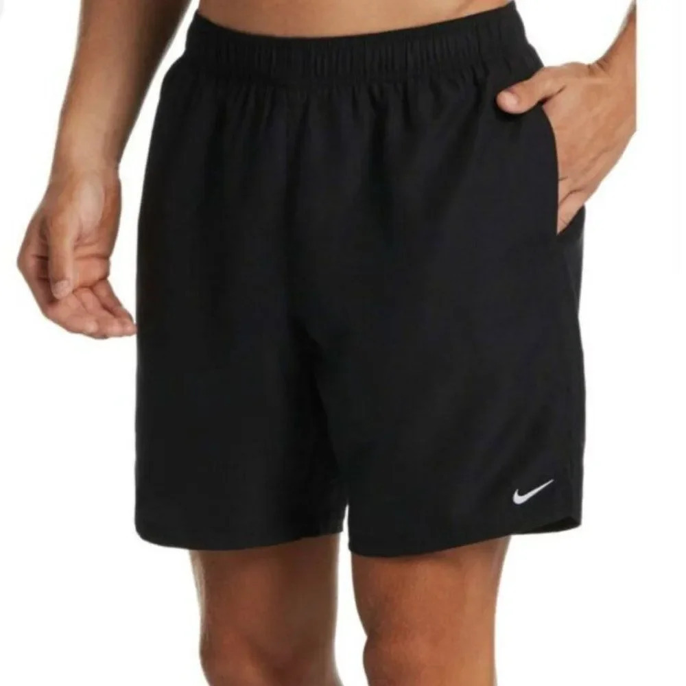 Nike Men's Black Solid Lap 7 inch Volley Short Swim Trunk Size Medium